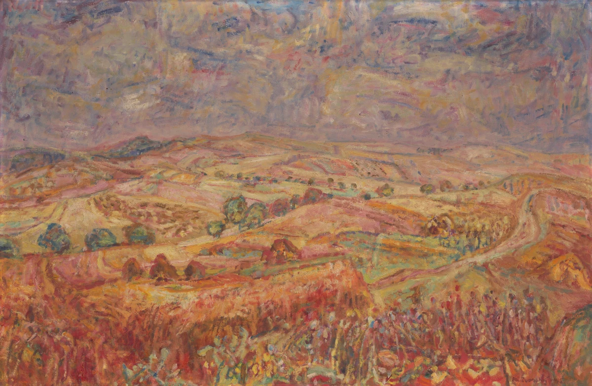 Bohumír Dvorský, Letní krajina u Podbořan, 1945, ZČG Bohumír Dvorský, Letní krajina u Podbořan, 1945, ZČG