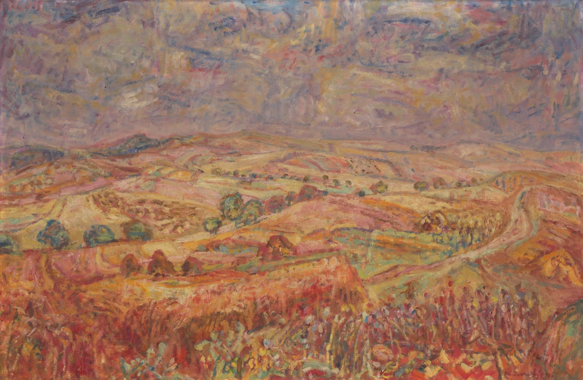 Bohumír Dvorský, Letní krajina u Podbořan, 1945, ZČG Bohumír Dvorský, Letní krajina u Podbořan, 1945, ZČG