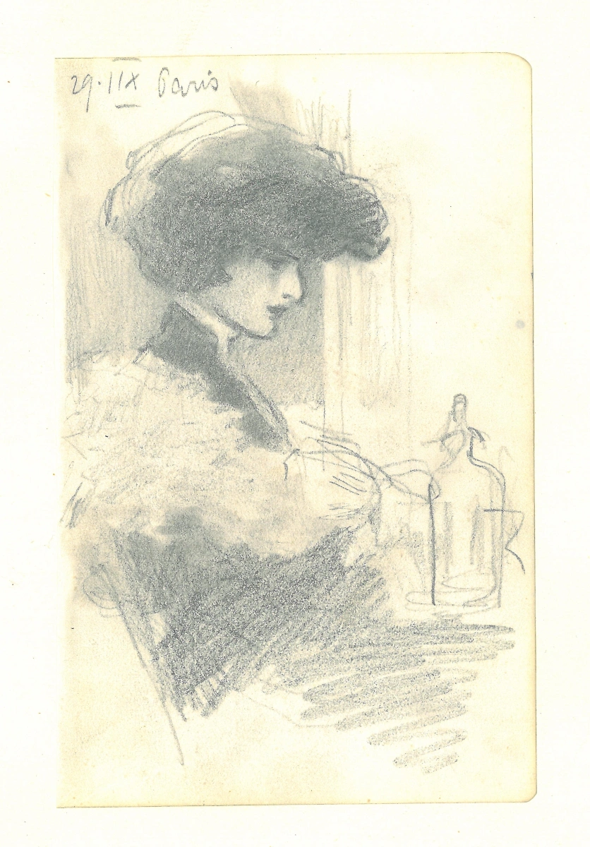 Hugo Boettinger, Dáma v kavárně, Paříž, 1903