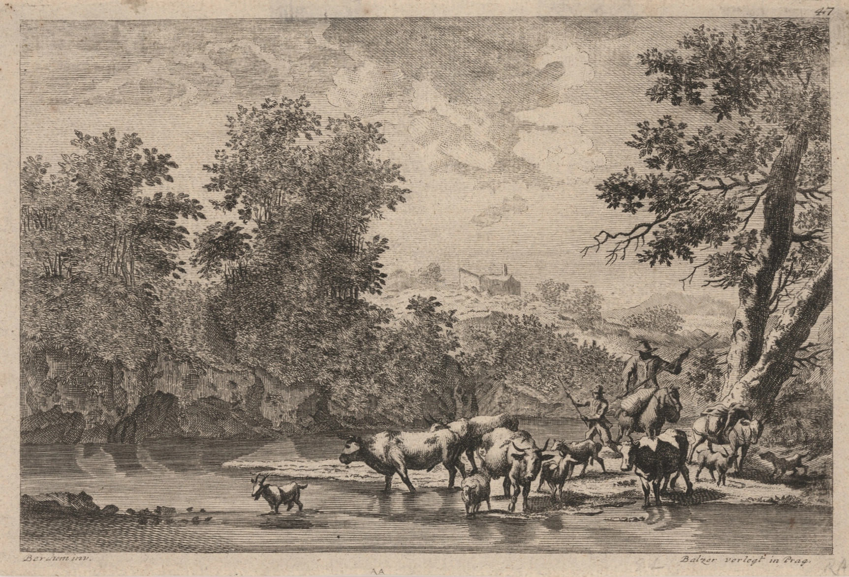 Jan Jiří Balzer, Stádo u brodu, 2. pol. 18. stol., ZČG