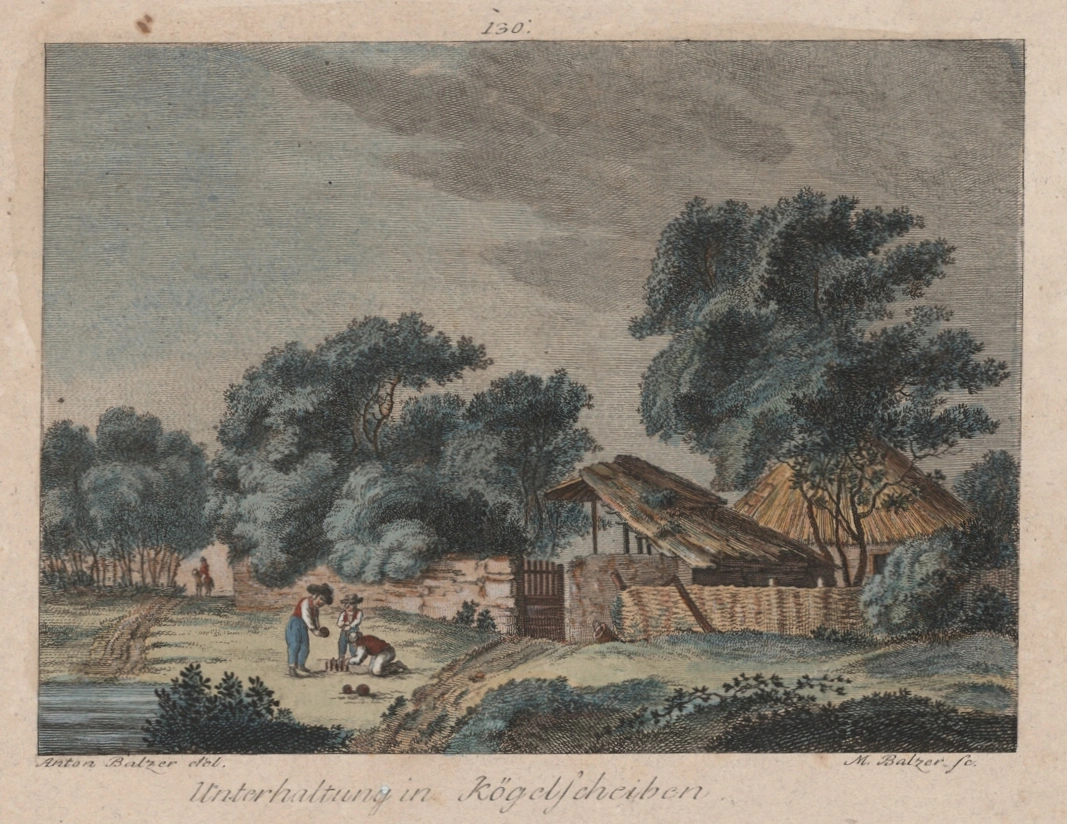 Matyáš Balzer (rytec), Antonín Karel Balzer (kreslil), Hra v kuželky, 2. pol. 18. stol., ZČG