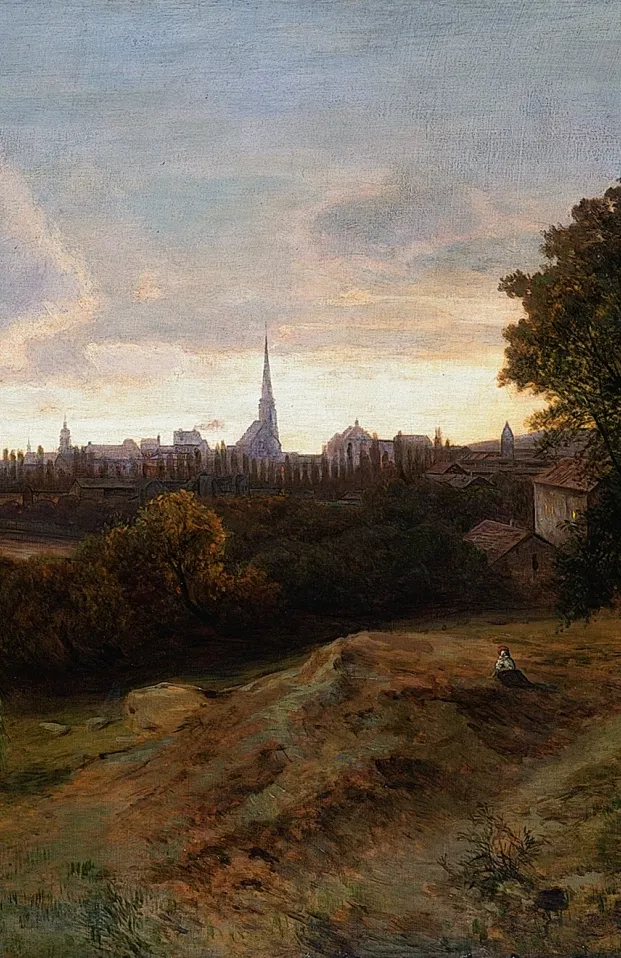 Julius Mařák, Plzeň (studie k obrazu pro dvoranu nádraží Františka Josefa I. ve Vídni) 1870-187, ZČG