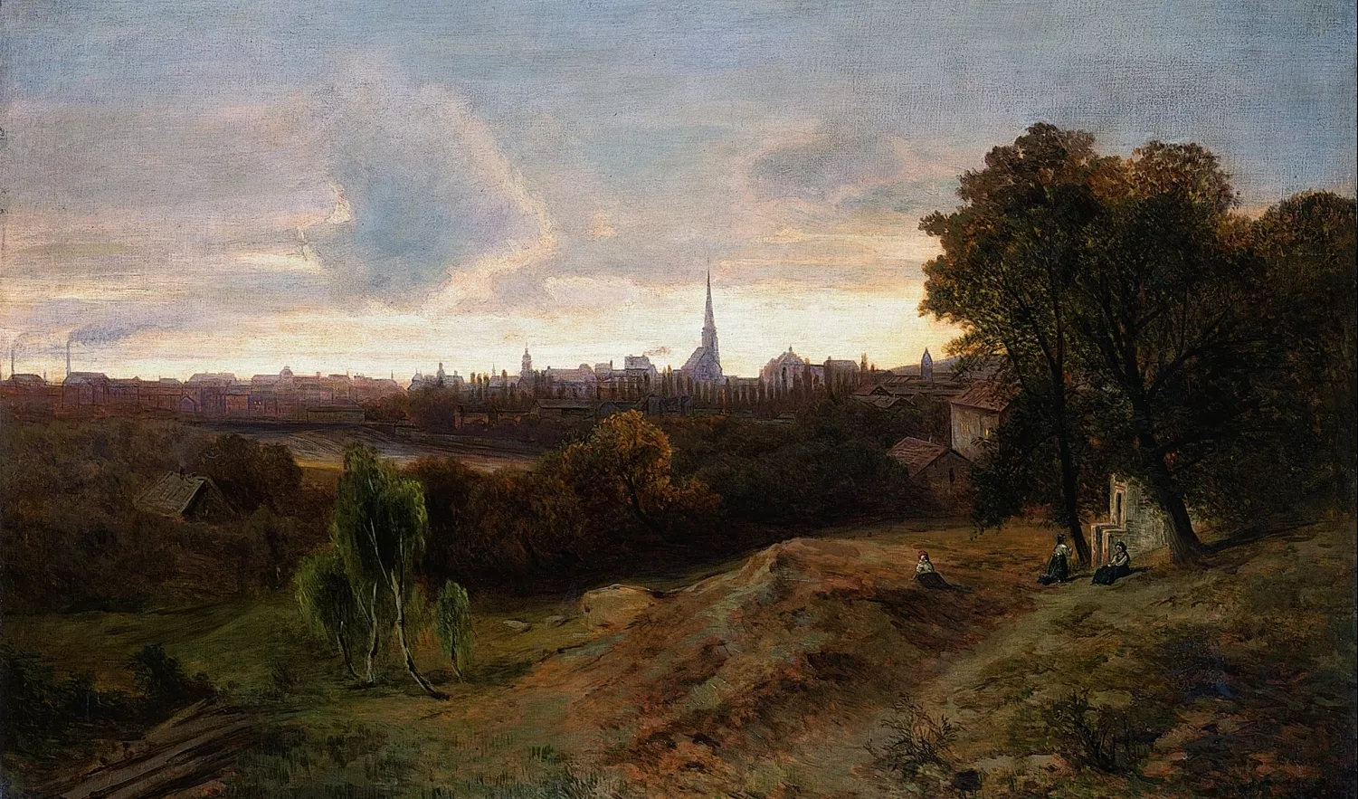 Julius Mařák, Plzeň (studie k obrazu pro dvoranu nádraží Františka Josefa I. ve Vídni) 1870-187, ZČG
